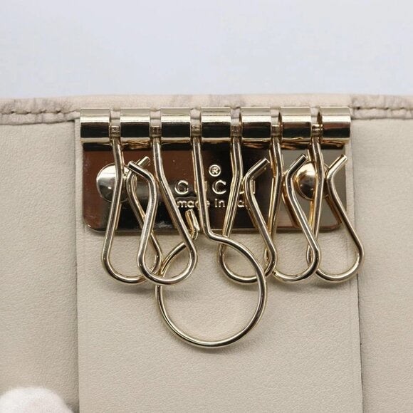 GUCCI Guccissima GG Canvas Key Case Leather White Auth - Picture 14 of 16
